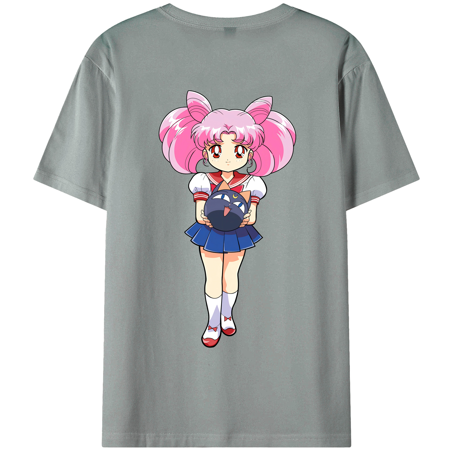 （画像用） 美少女戦士セーラームーン ちびうさ Sailor Moon Chibiusa Tsukino Usagi Small Lady Serenity 綿100％ メンズ半袖Tシャツ（バックプリント） 通気性
